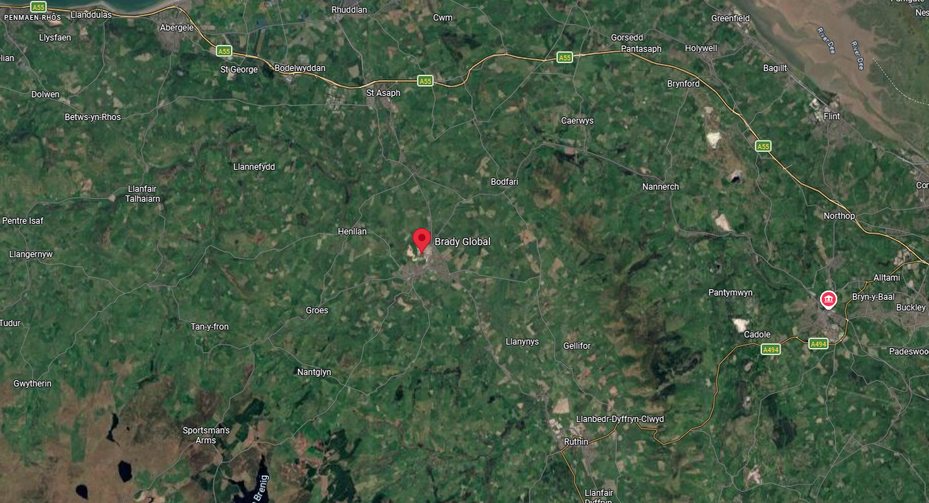 Map of Denbigh in North Wales